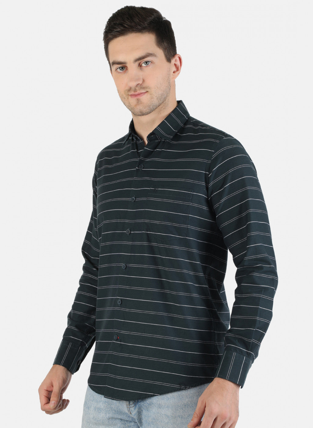 Men Blue Stripe Shirt