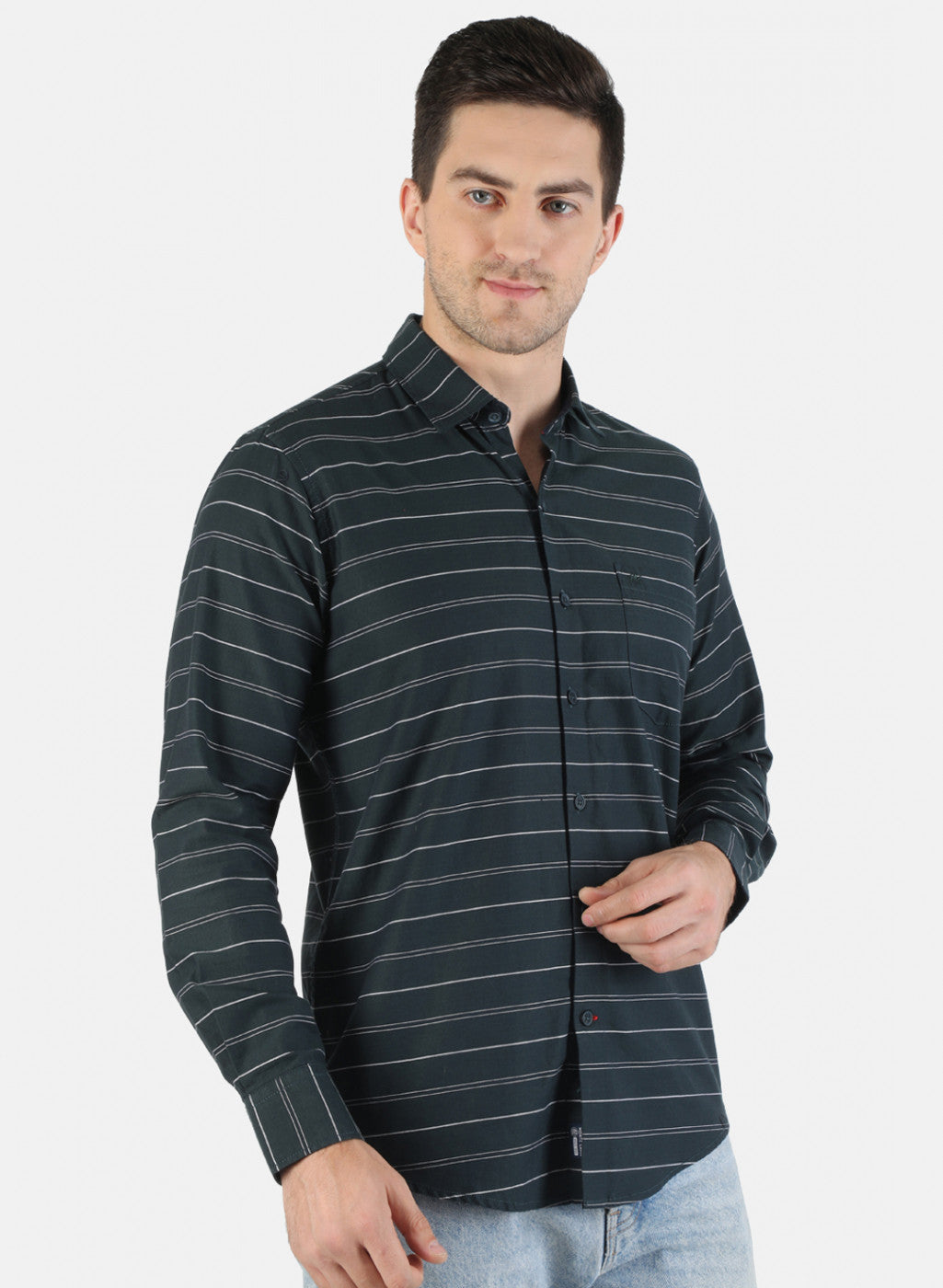 Men Blue Stripe Shirt