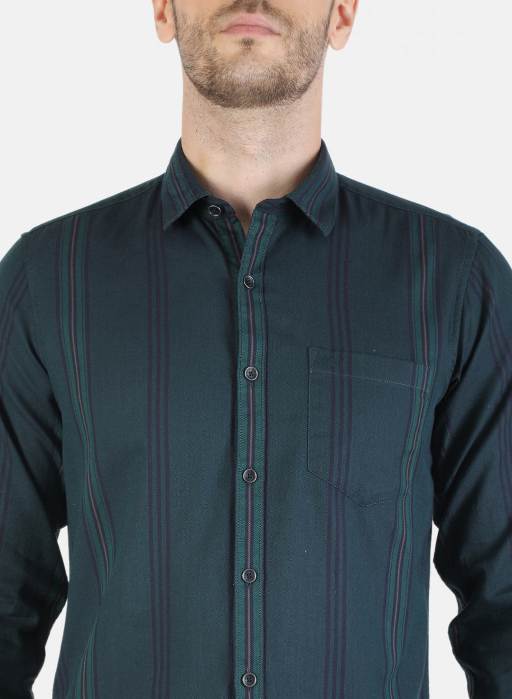 Men Green Stripe Shirt