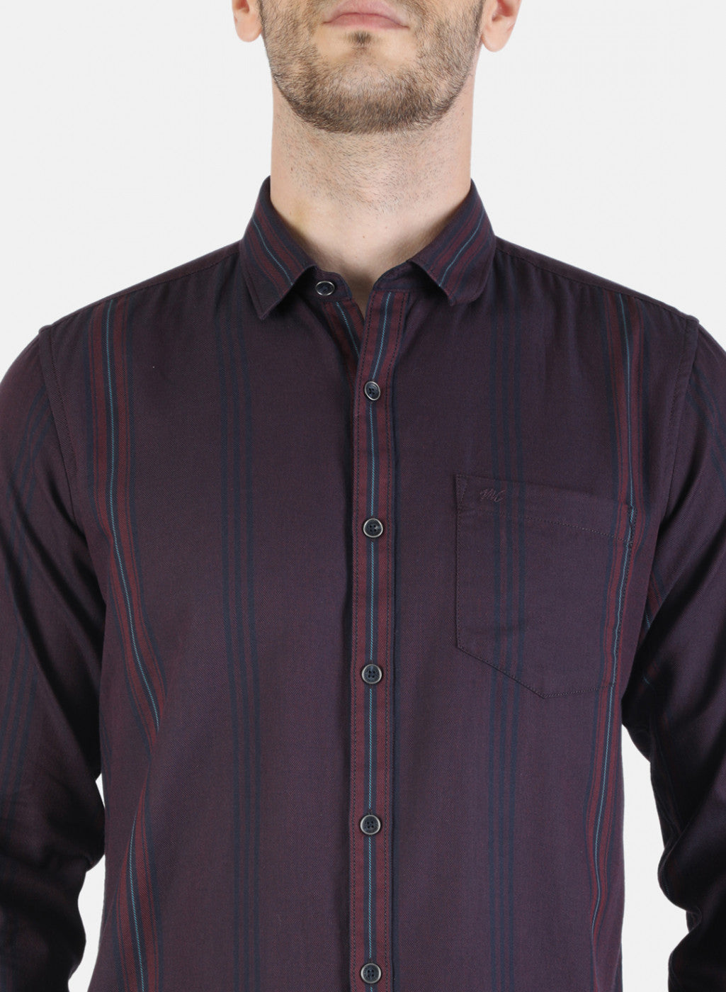 Men Maroon Stripe Shirt