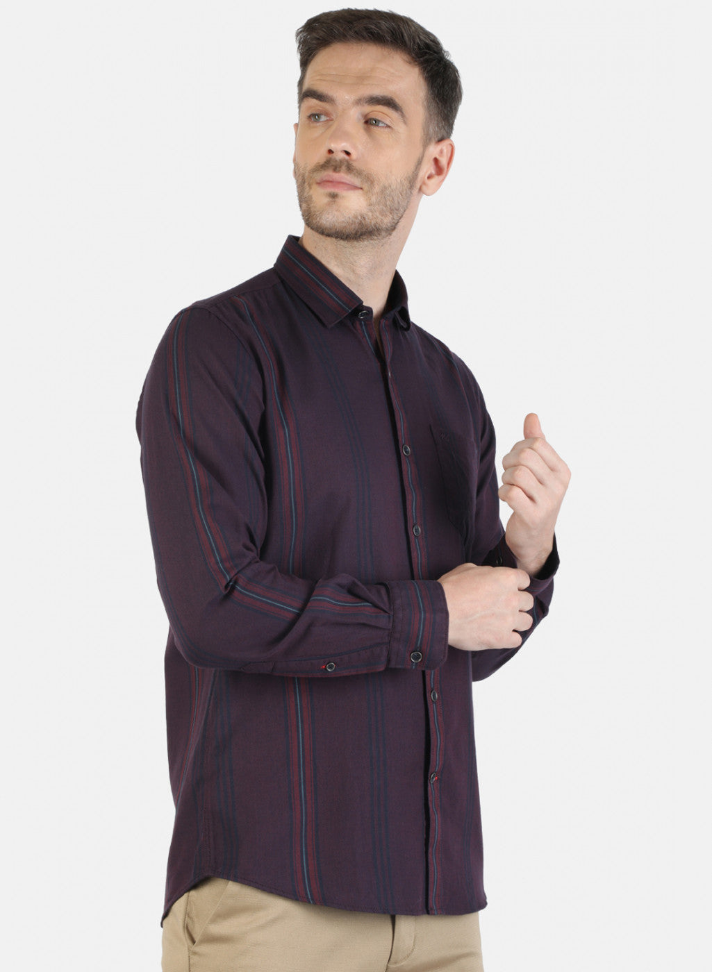 Men Maroon Stripe Shirt