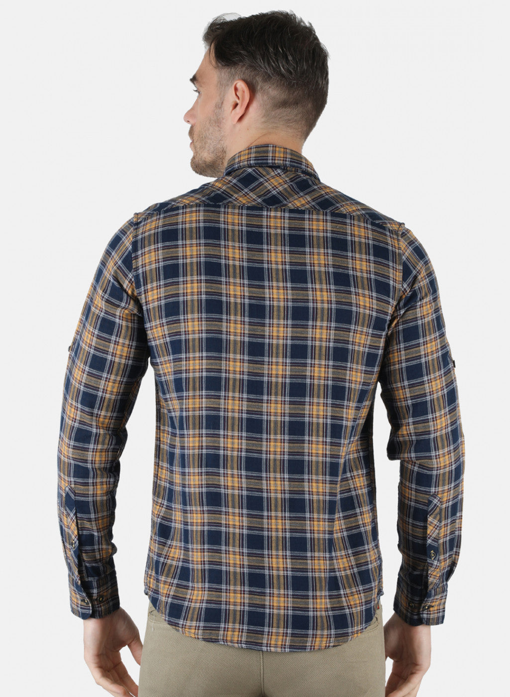 Men Mustard Check Shirt