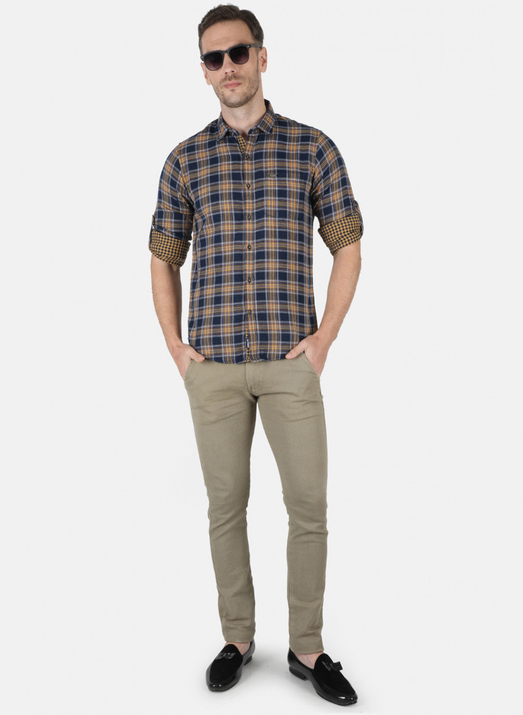 Men Mustard Check Shirt