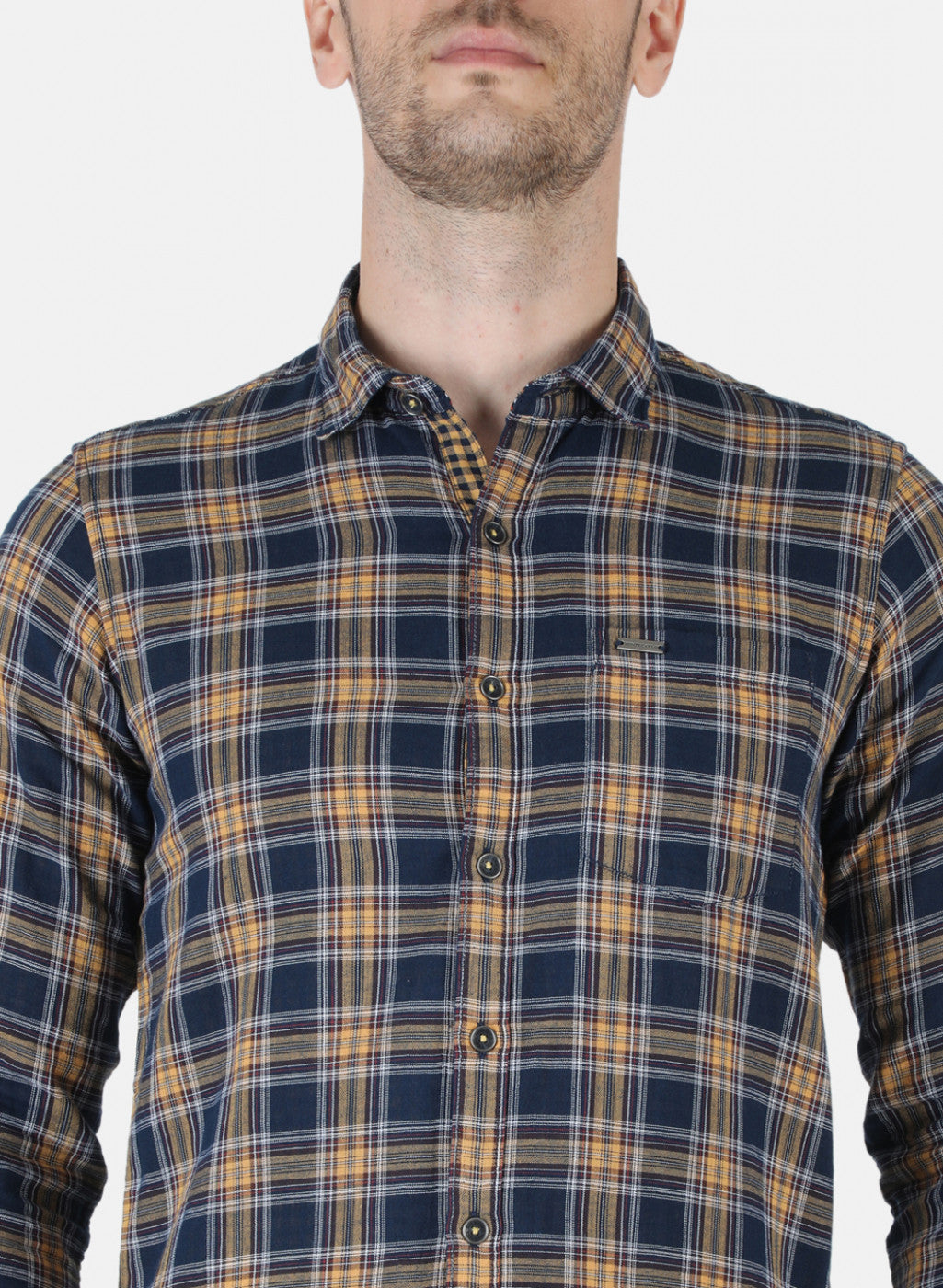 Men Mustard Check Shirt