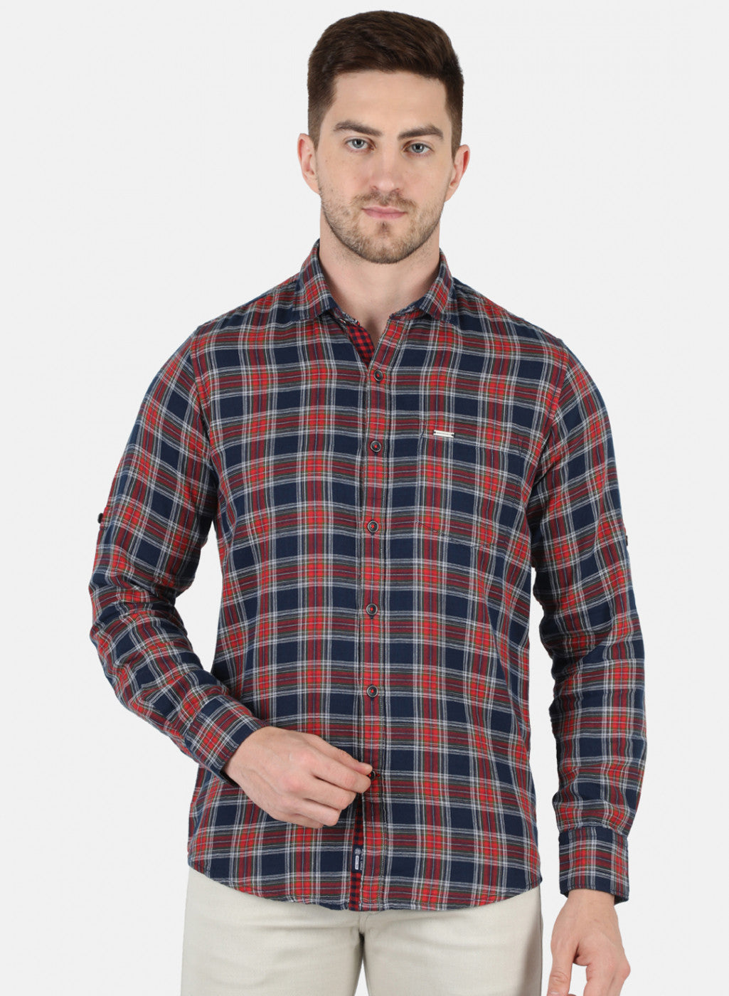 Men Red Check Shirt