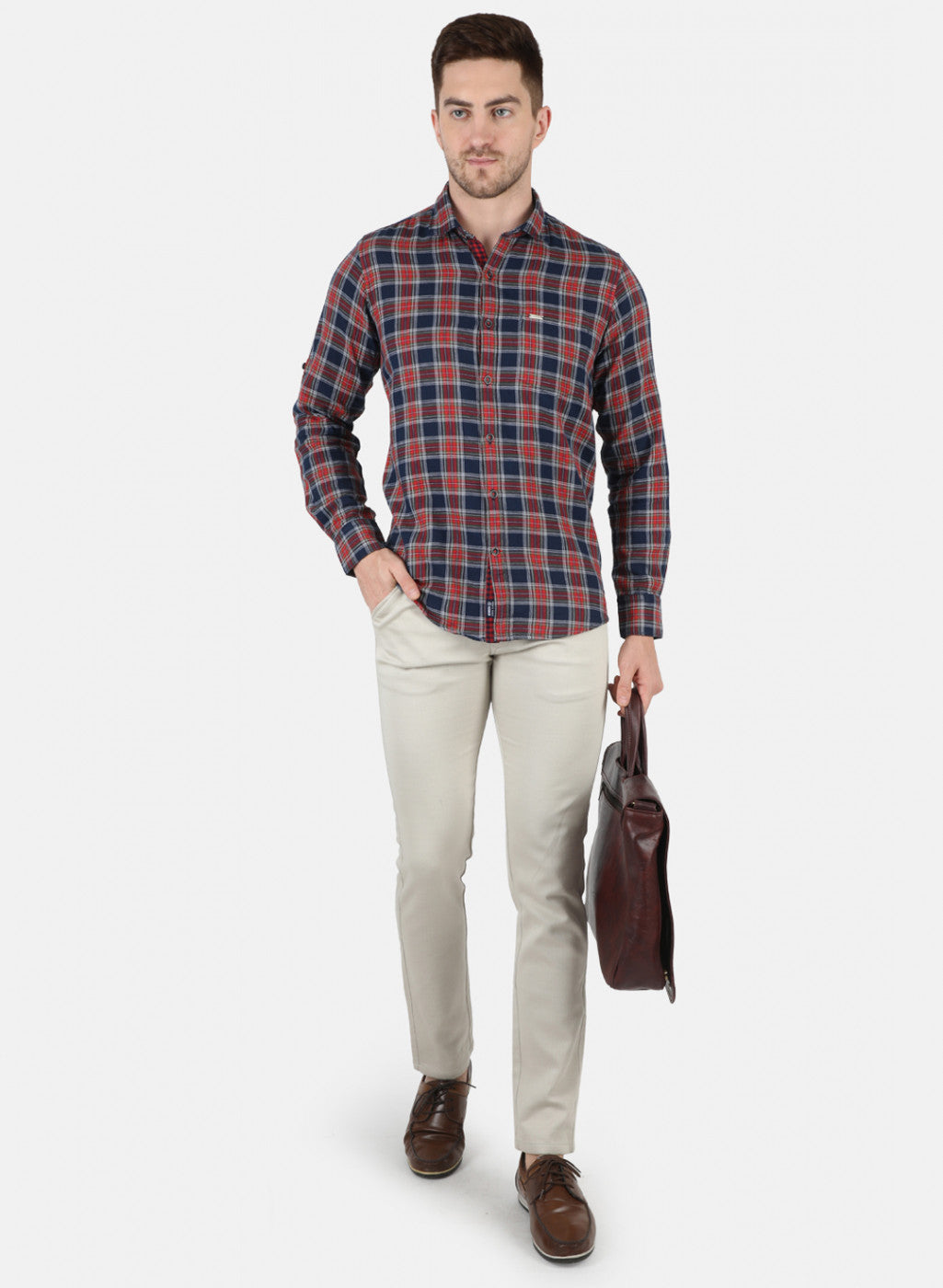 Men Red Check Shirt