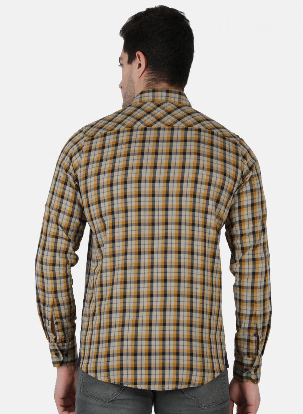 Men Mustard Check Shirt