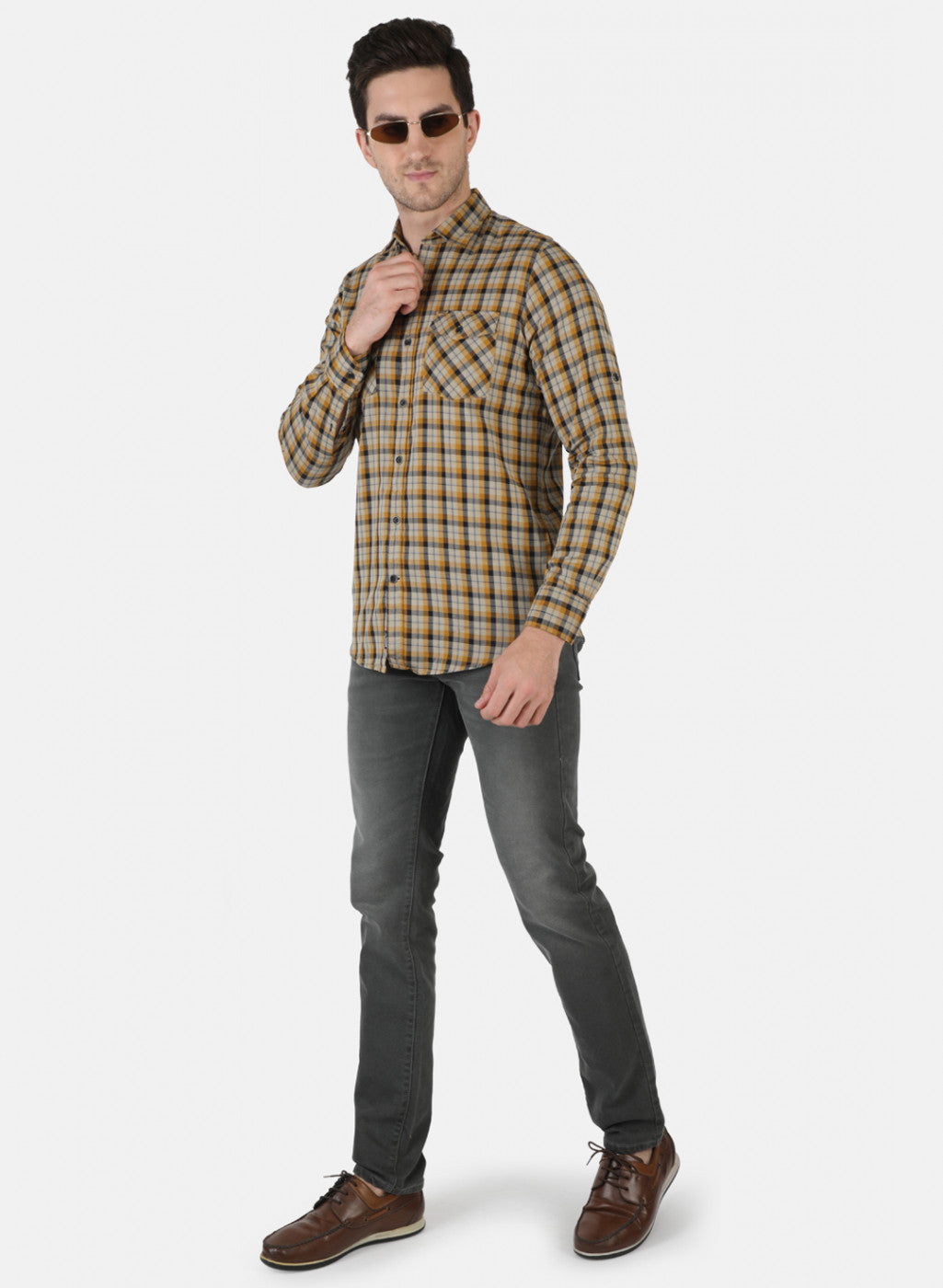 Men Mustard Check Shirt