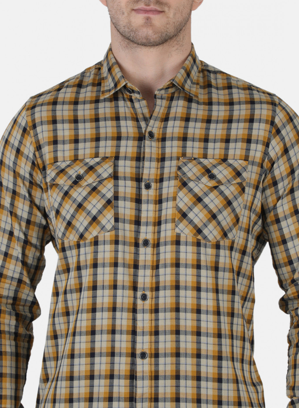 Men Mustard Check Shirt