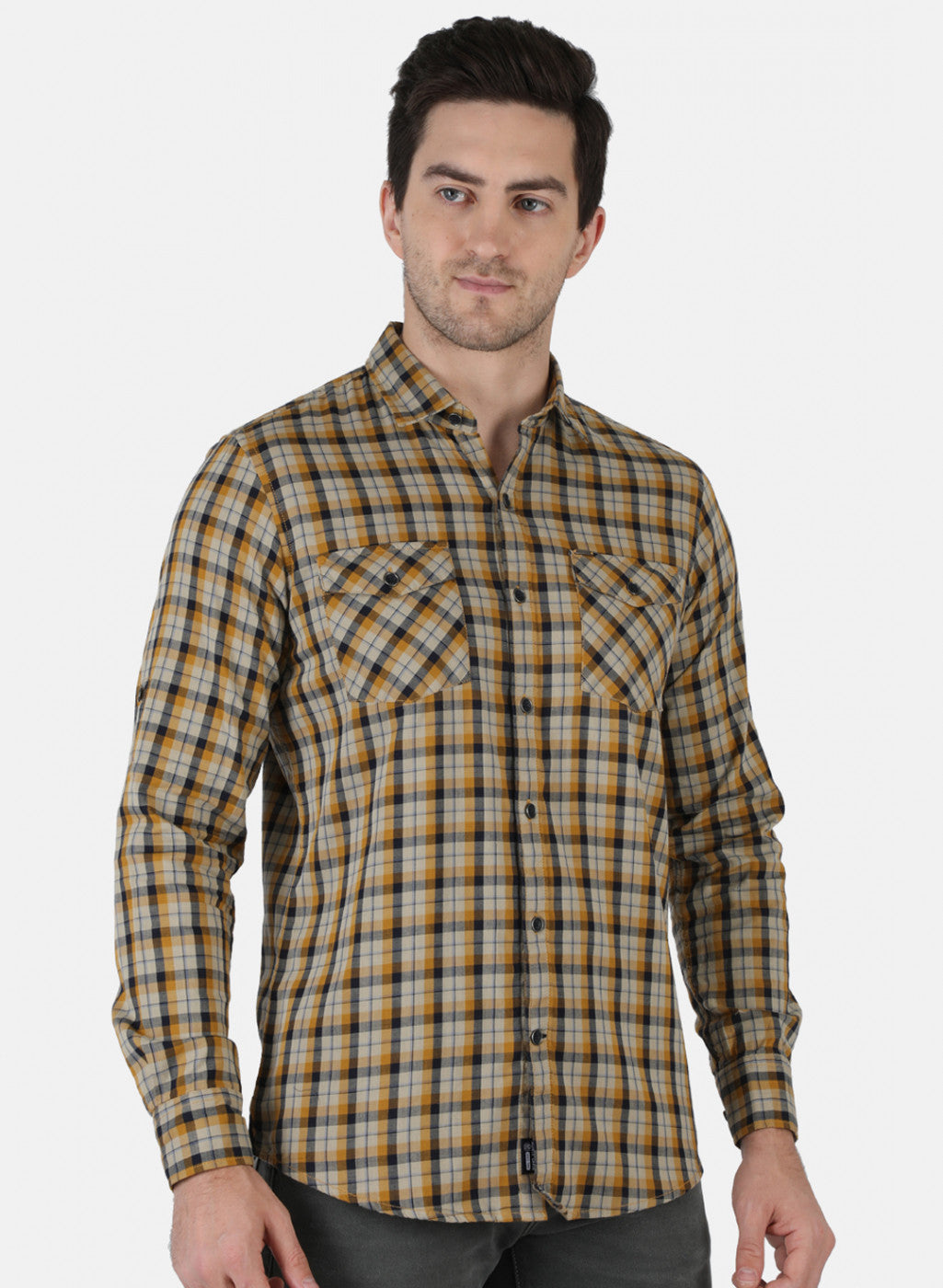 Men Mustard Check Shirt