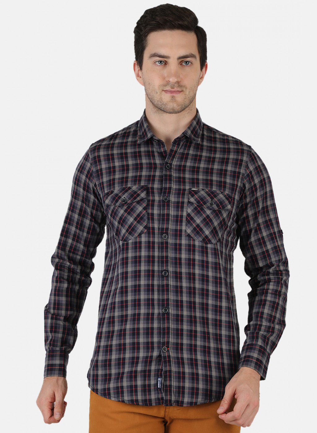 Men NAvy Blue Check Shirt