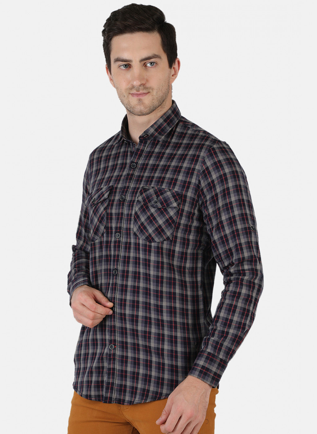 Men NAvy Blue Check Shirt