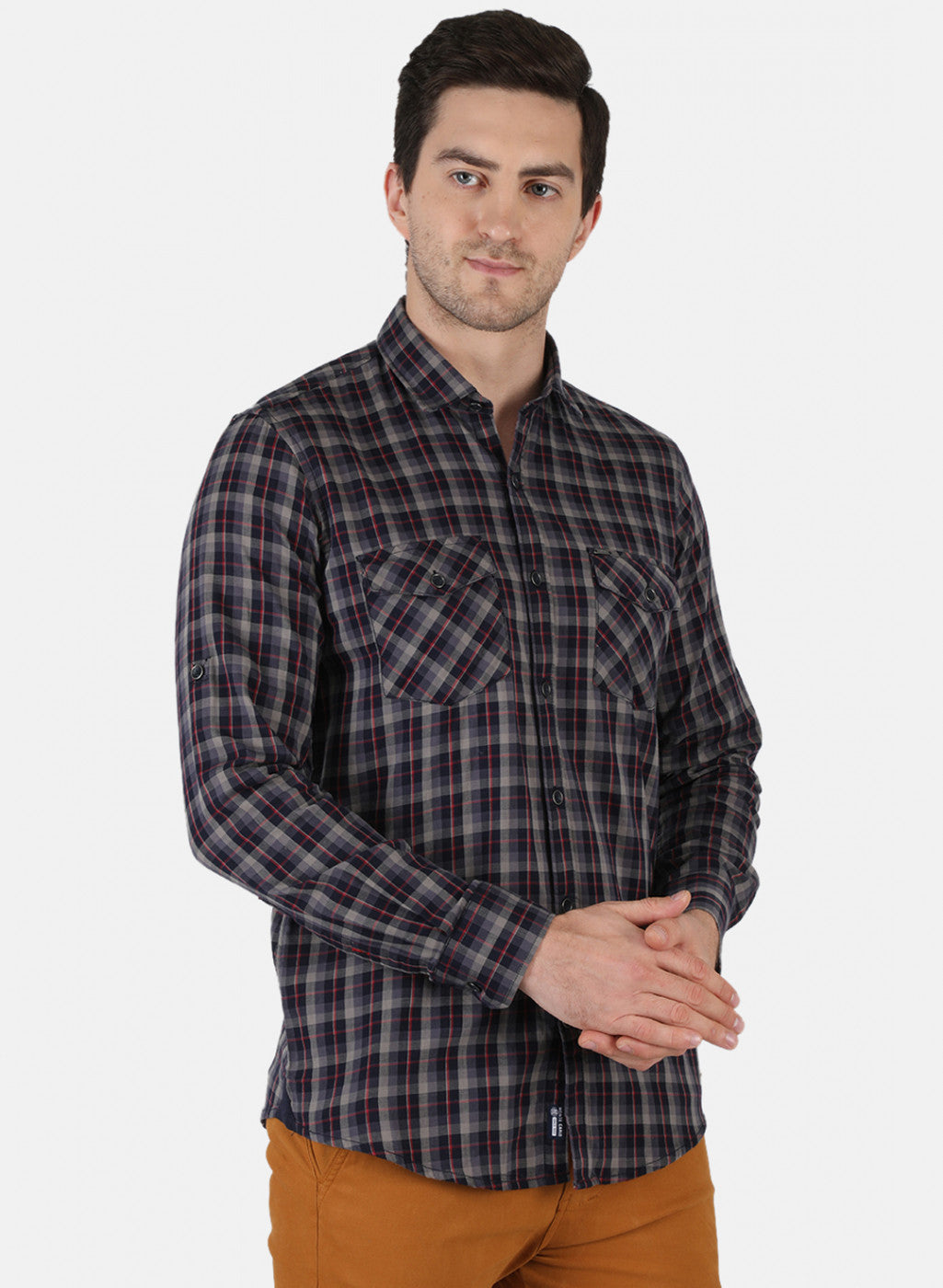 Men NAvy Blue Check Shirt