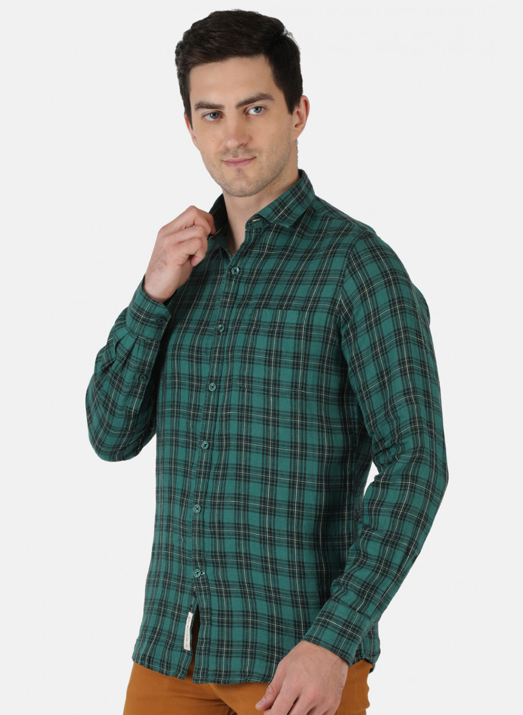 Men Green Check Shirt