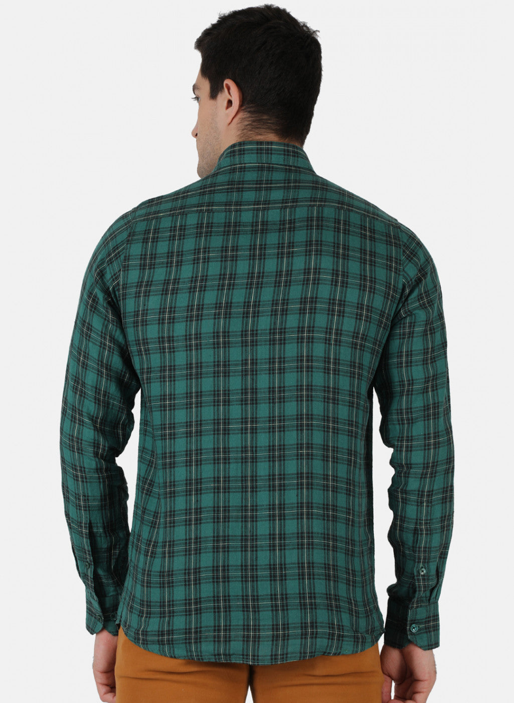 Men Green Check Shirt