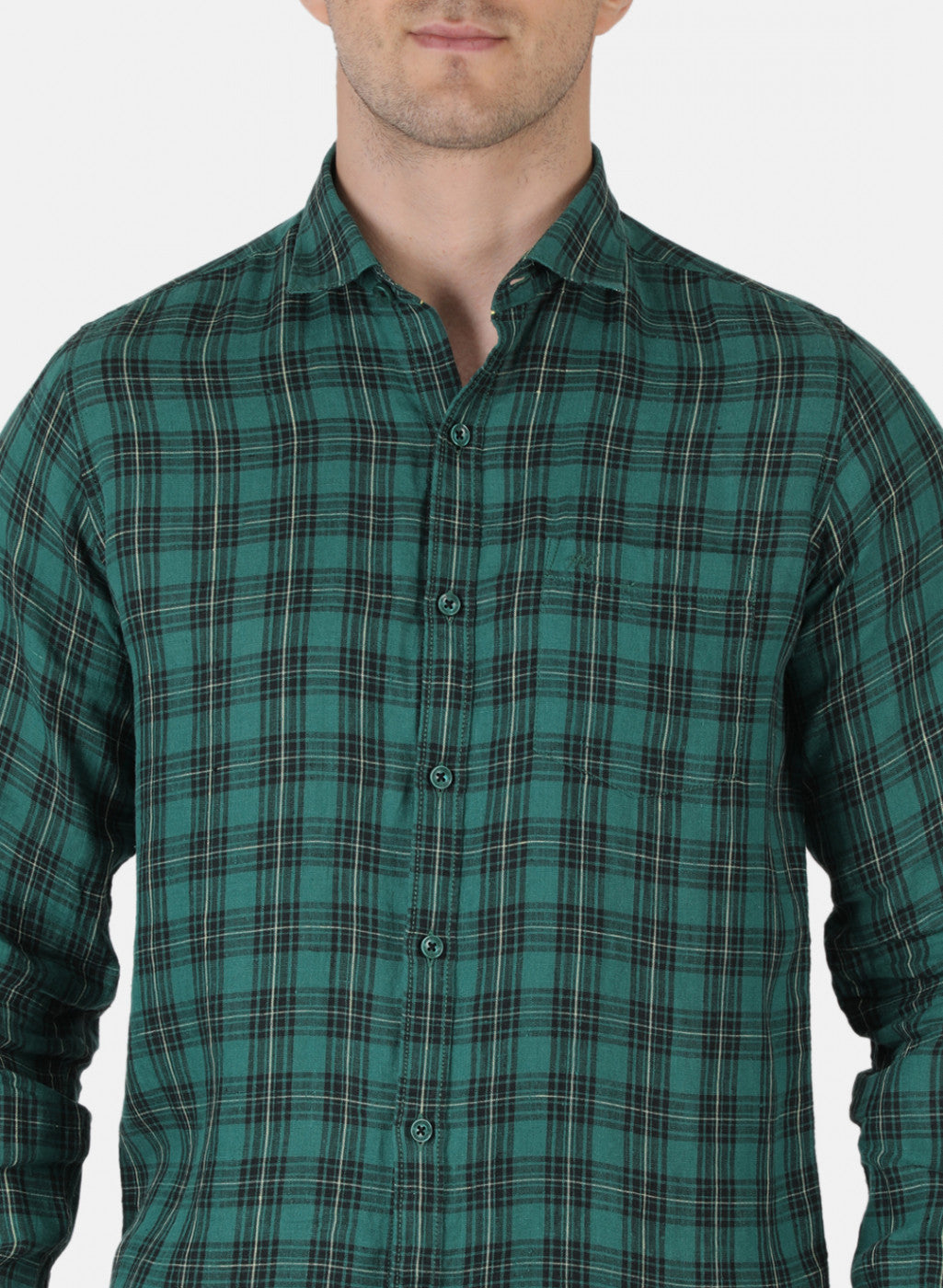 Men Green Check Shirt