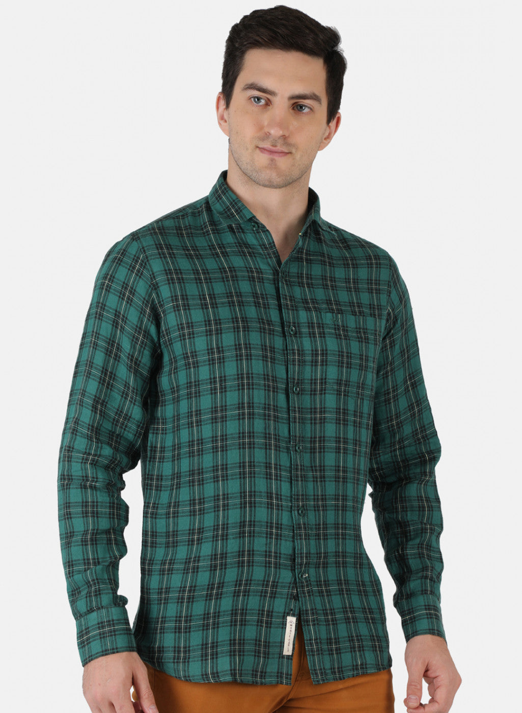 Men Green Check Shirt