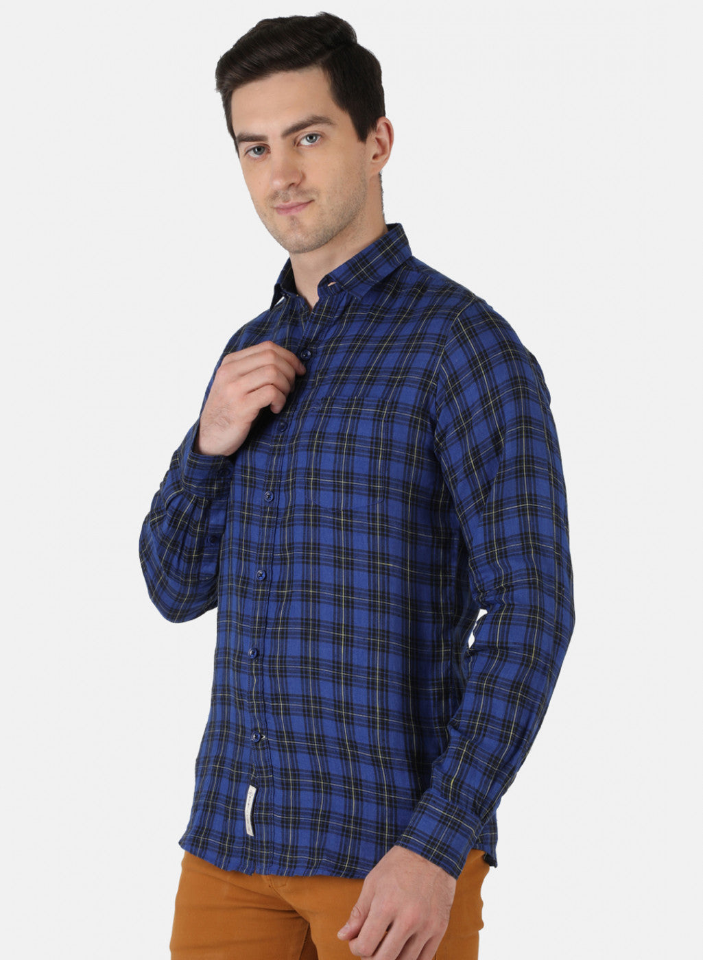 Men Royal Blue Check Shirt