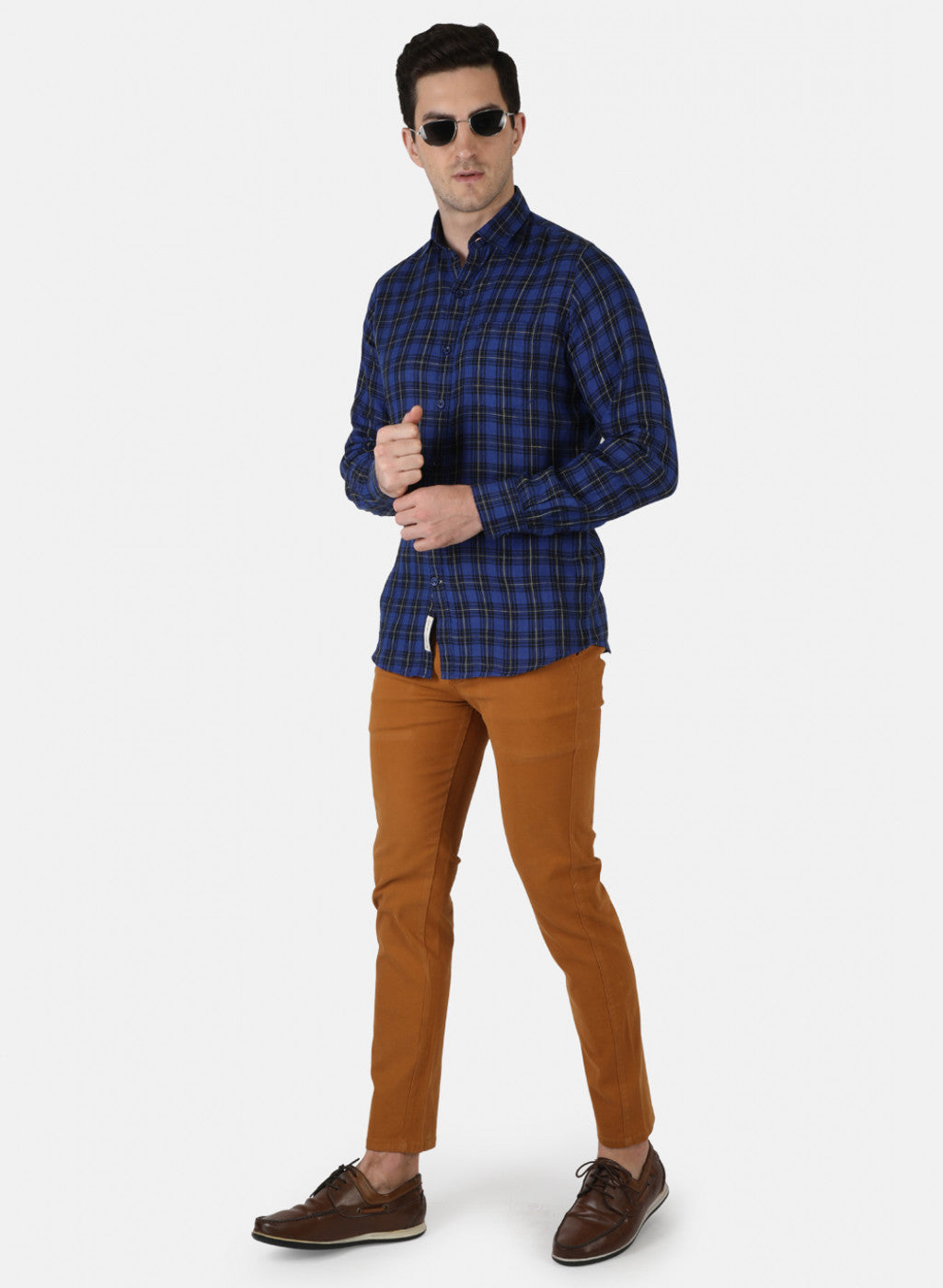 Men Royal Blue Check Shirt