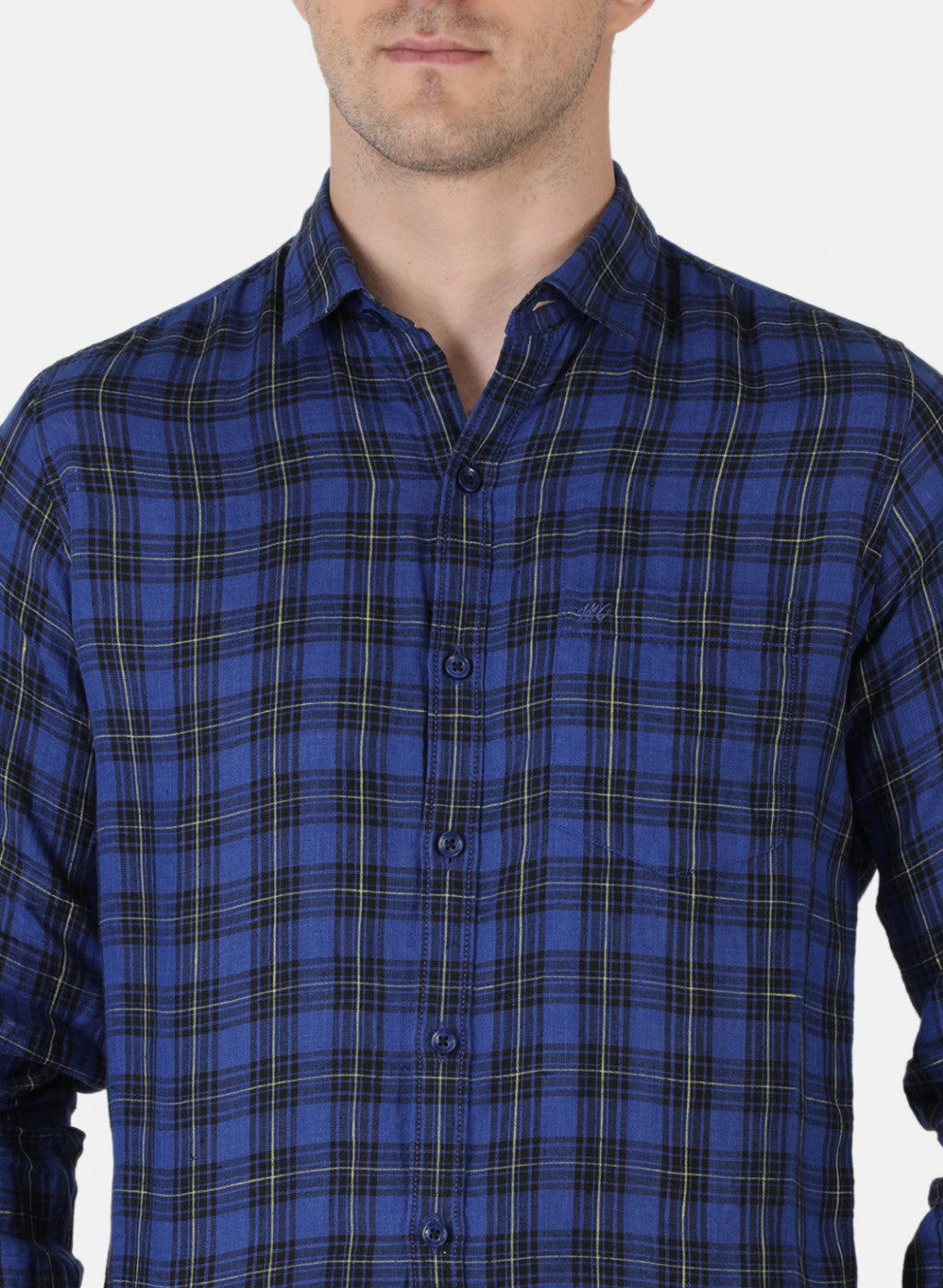 Men Royal Blue Check Shirt