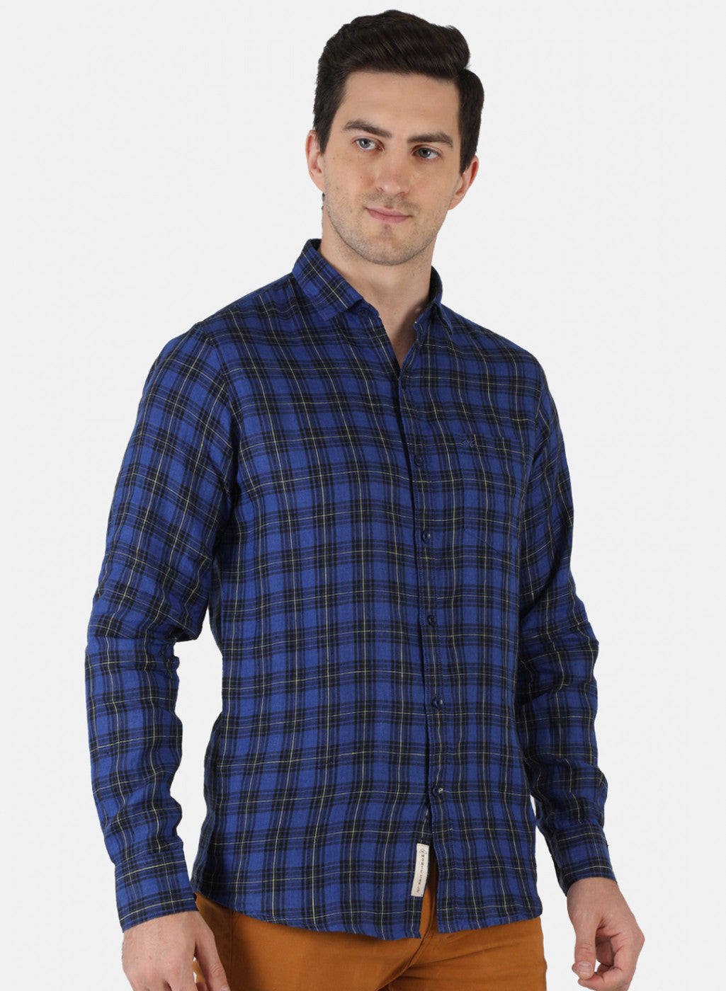 Men Royal Blue Check Shirt