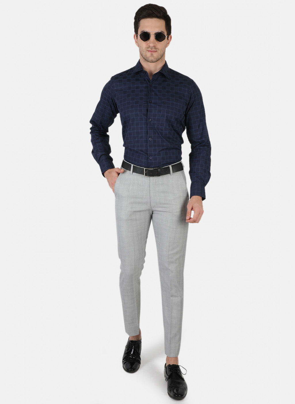 Men NAvy Blue Printed Shirt