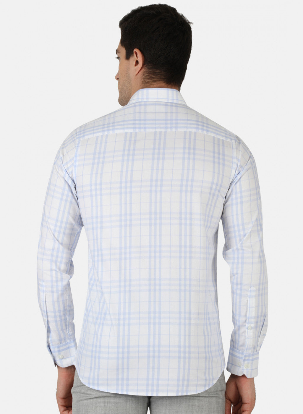 Men Sky Blue Check Shirt