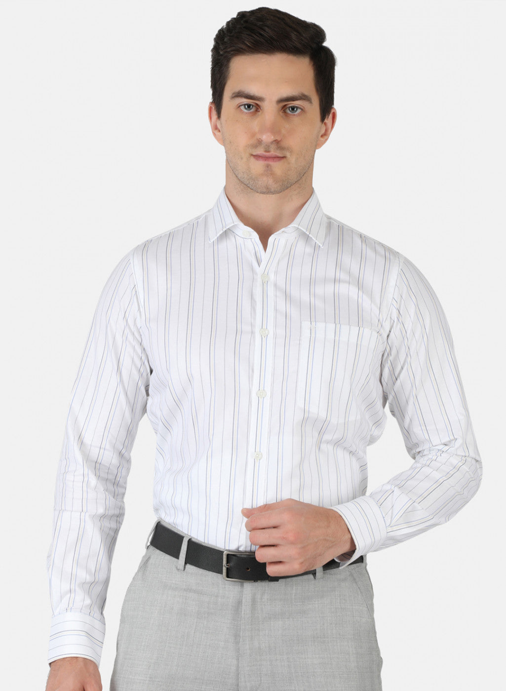 Men White Stripe Shirt