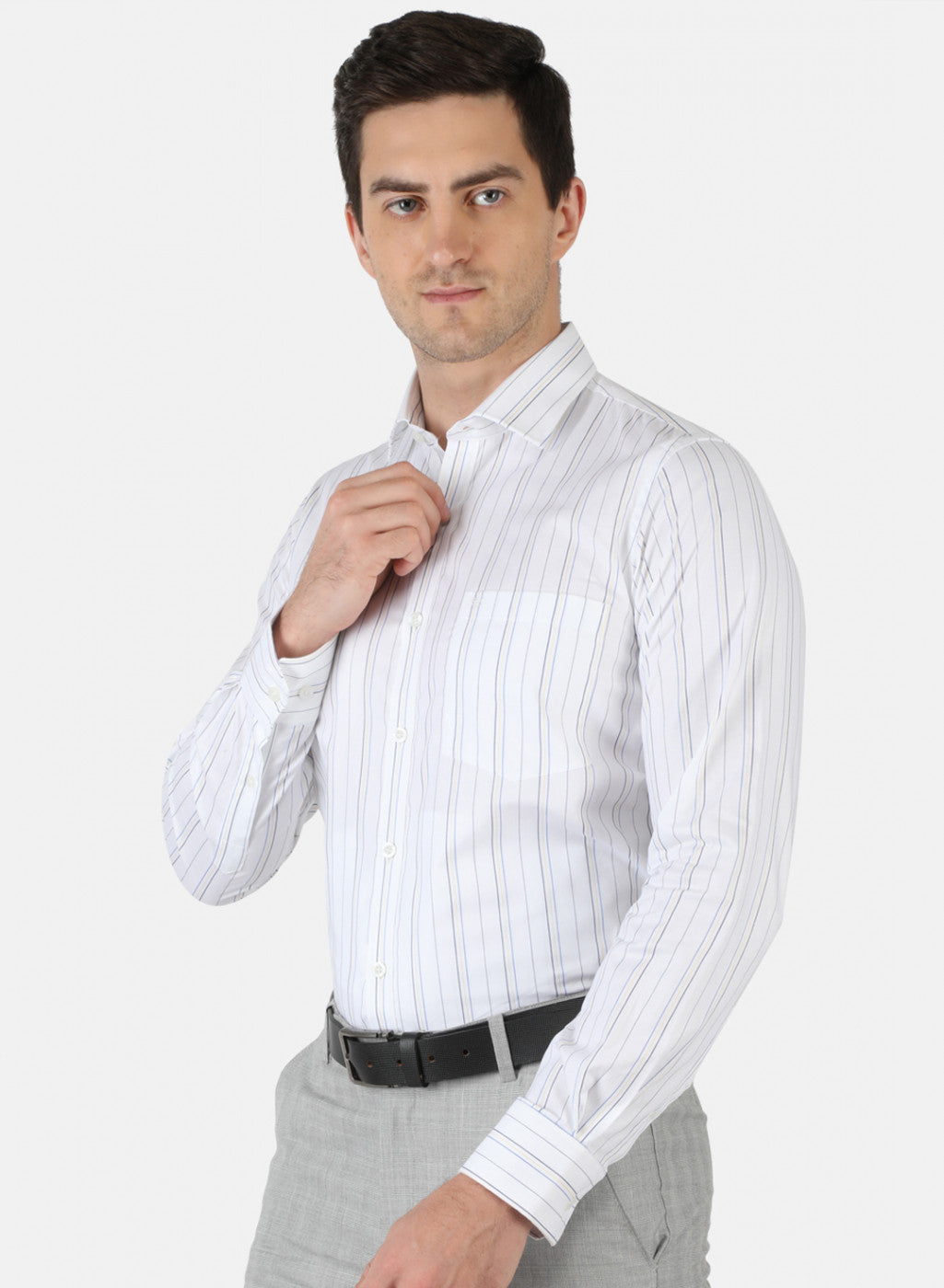 Men White Stripe Shirt