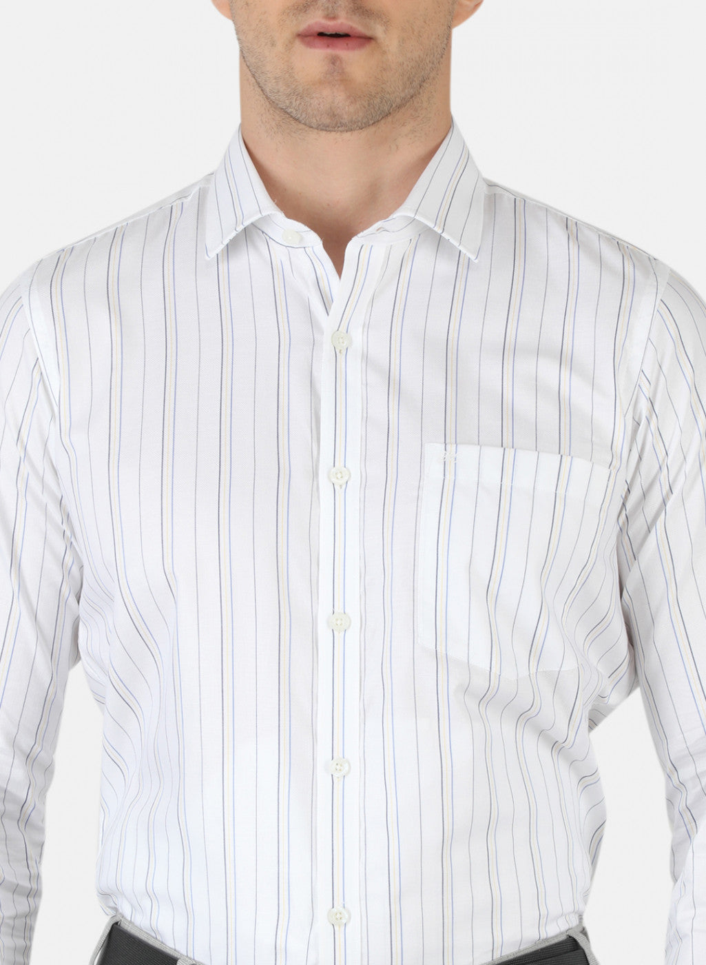 Men White Stripe Shirt