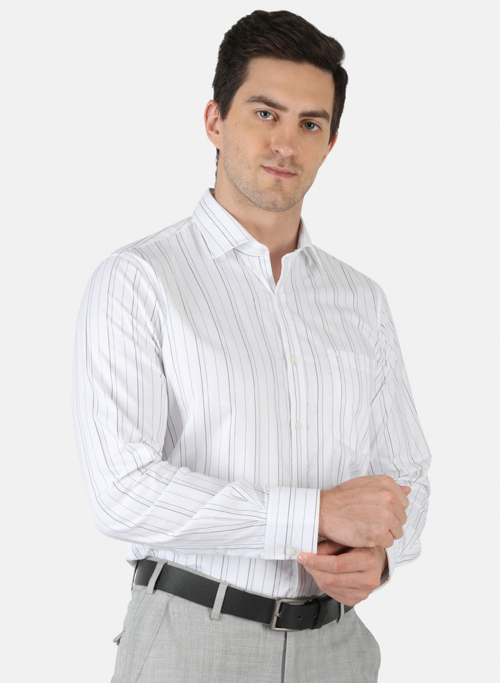 Men White Stripe Shirt