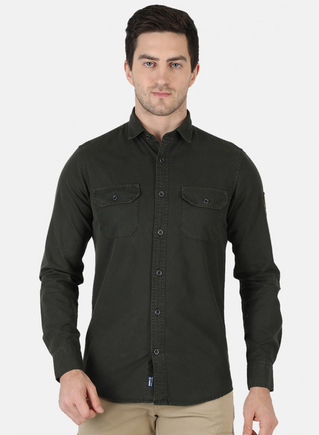 Men Green Solid Shirt