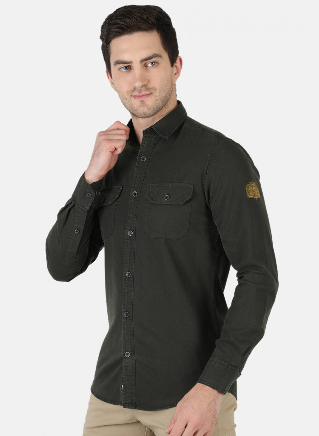 Men Green Solid Shirt