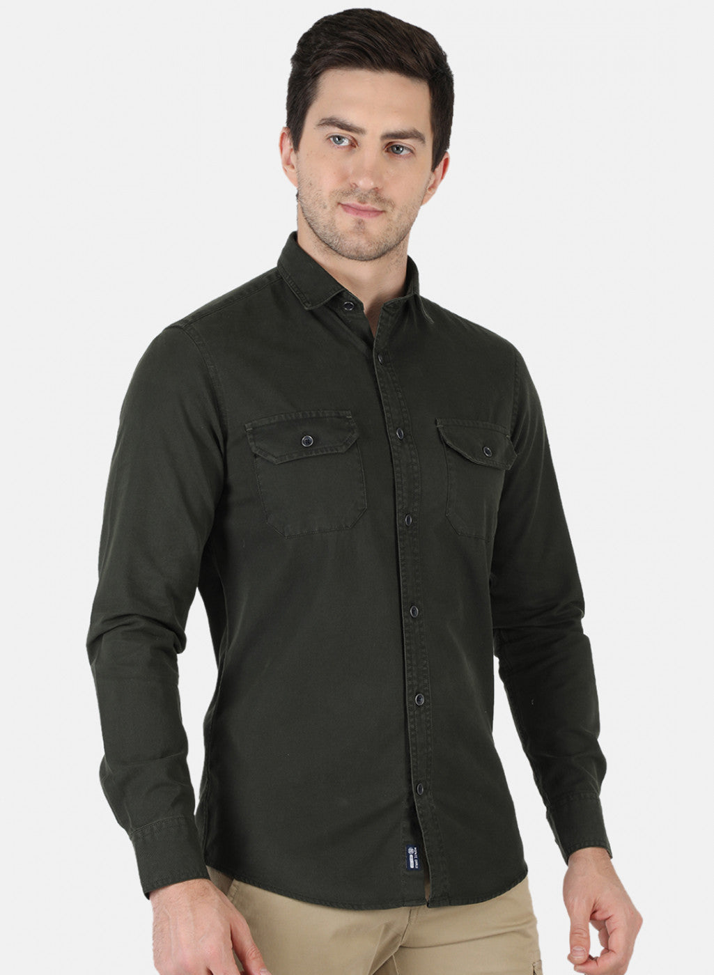 Men Green Solid Shirt