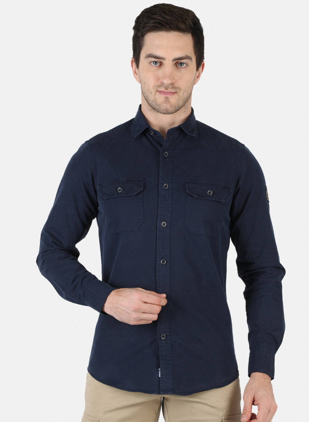 Men NAvy Blue Solid Shirt