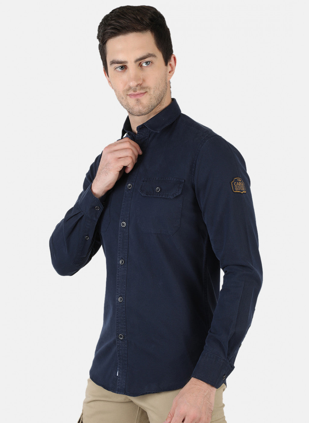 Men NAvy Blue Solid Shirt