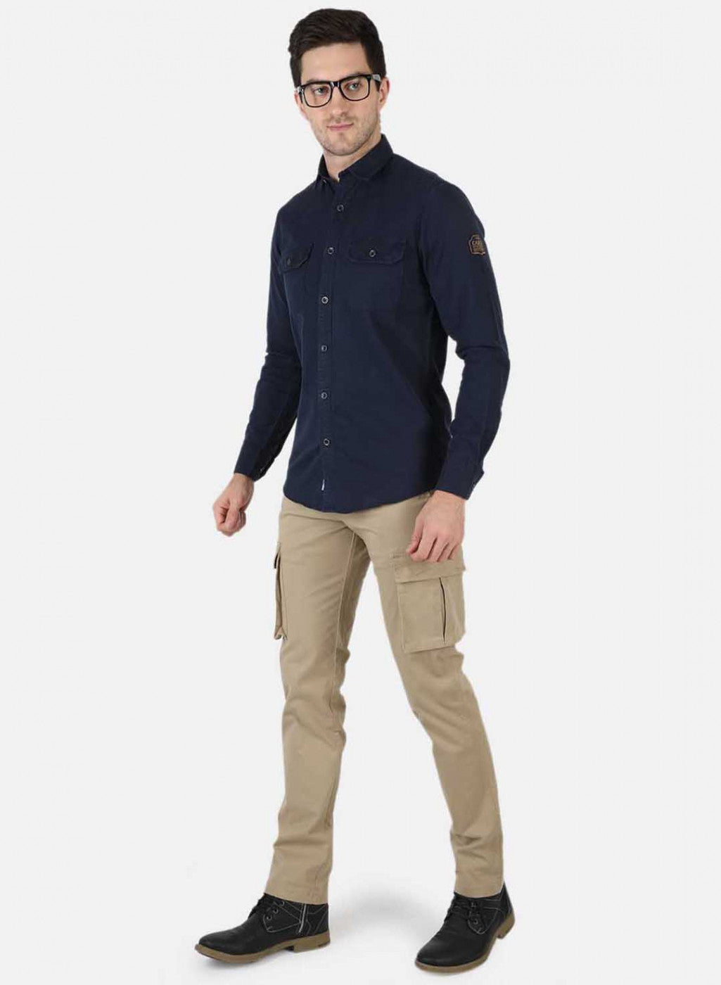 Men NAvy Blue Solid Shirt