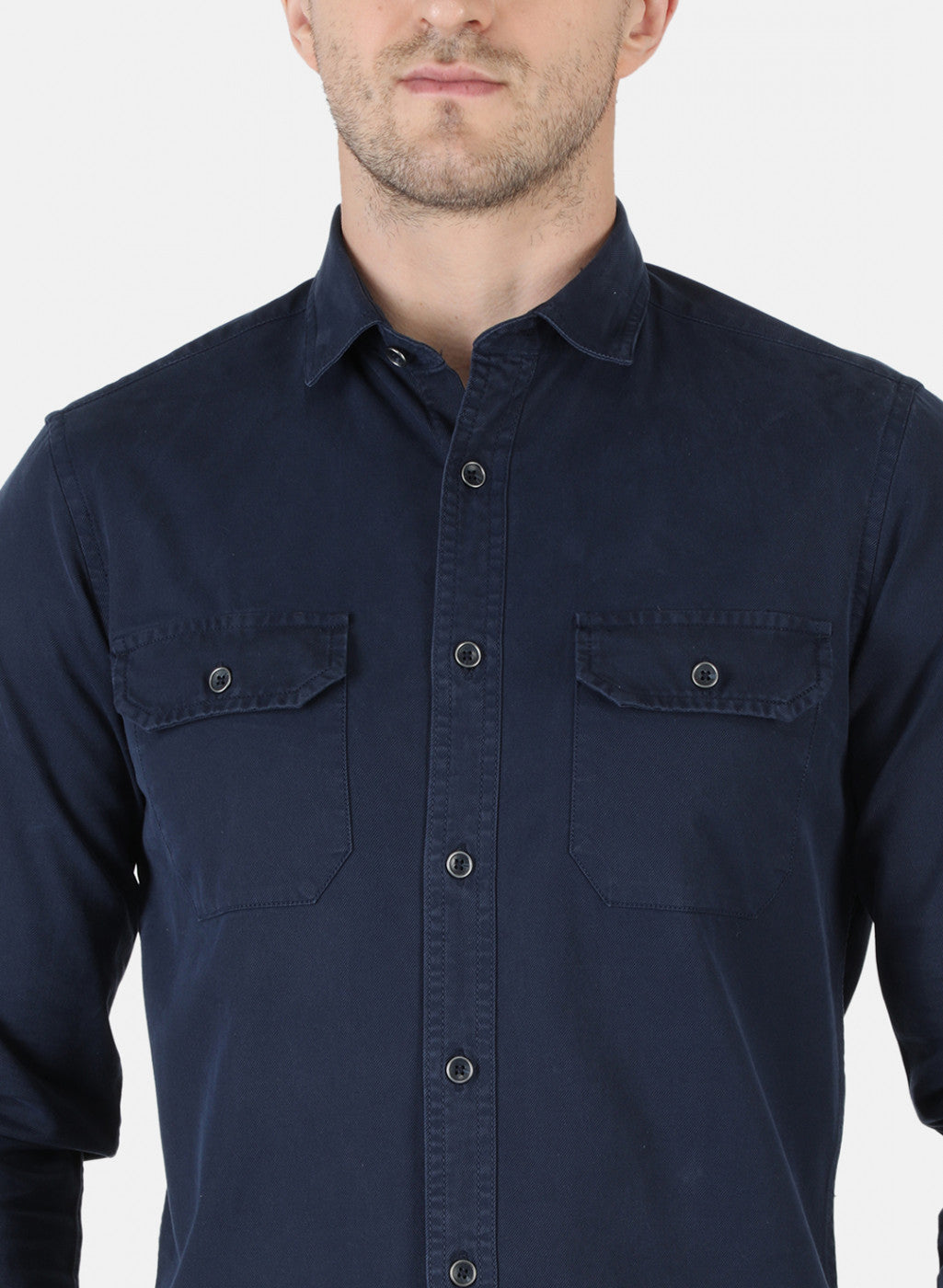 Men NAvy Blue Solid Shirt