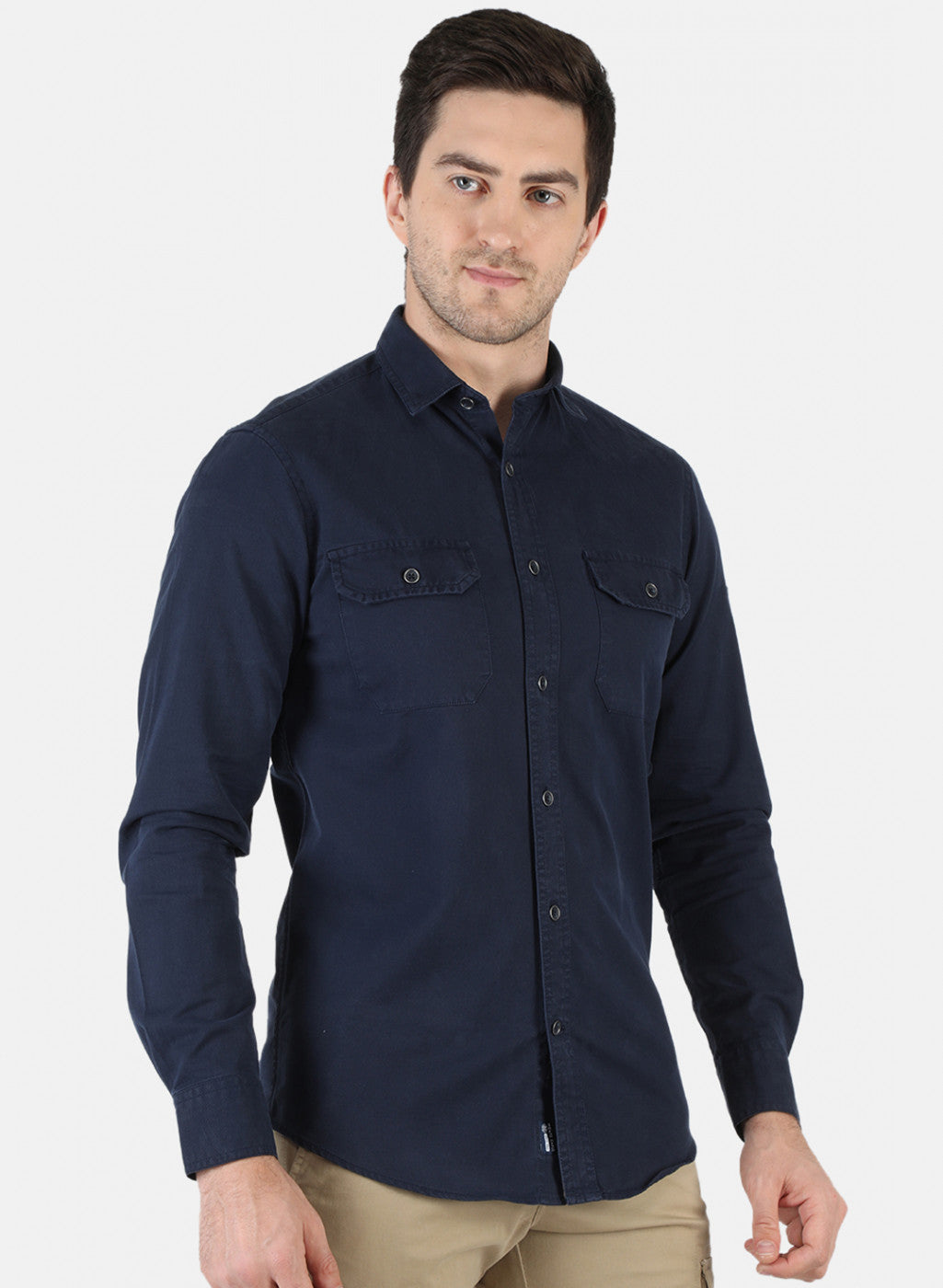 Men NAvy Blue Solid Shirt