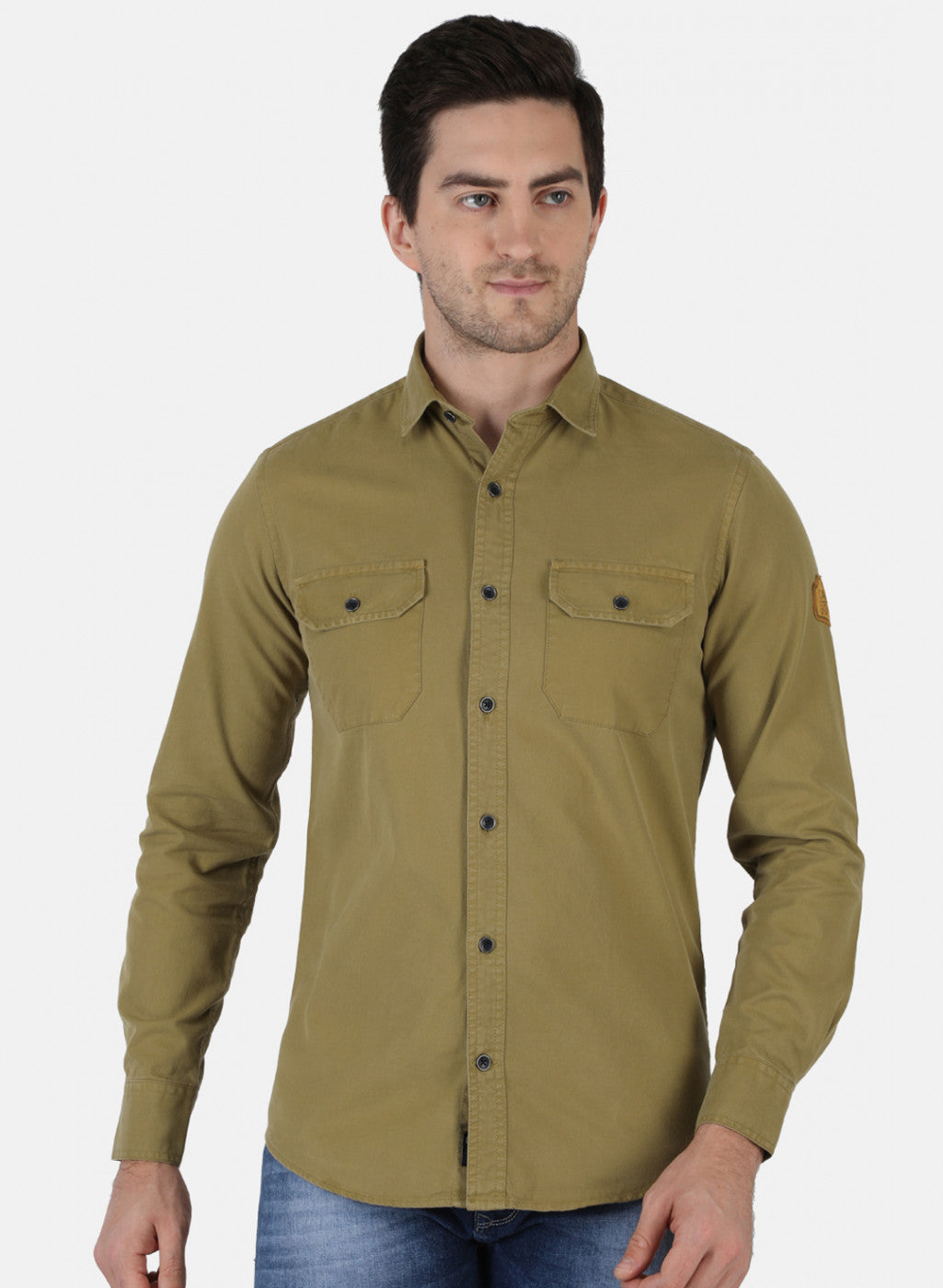 Men Mustard Solid Shirt