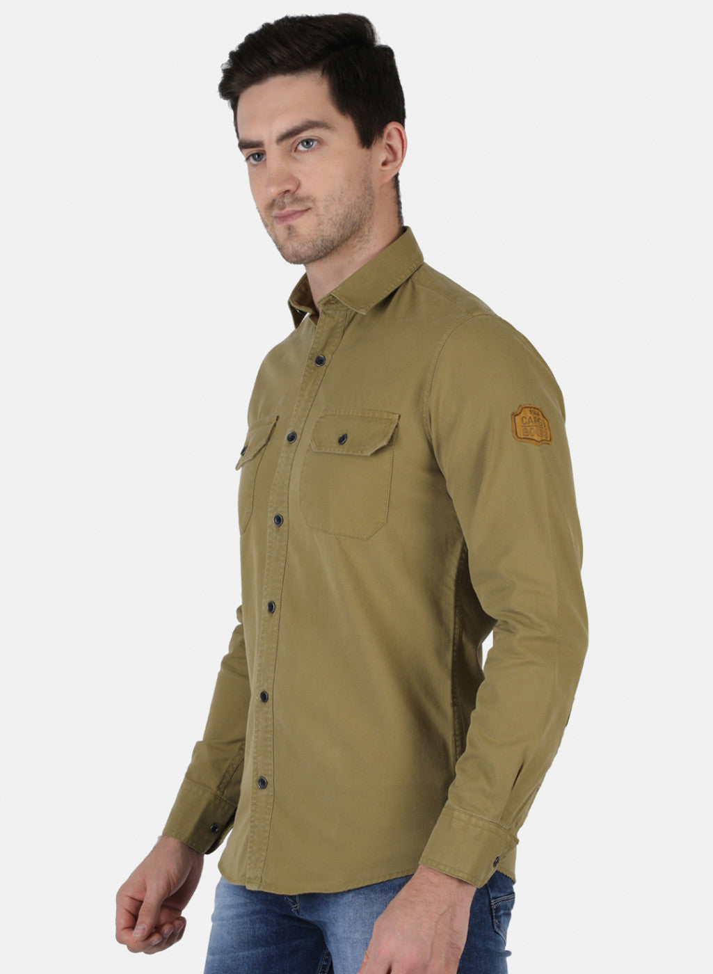 Men Mustard Solid Shirt