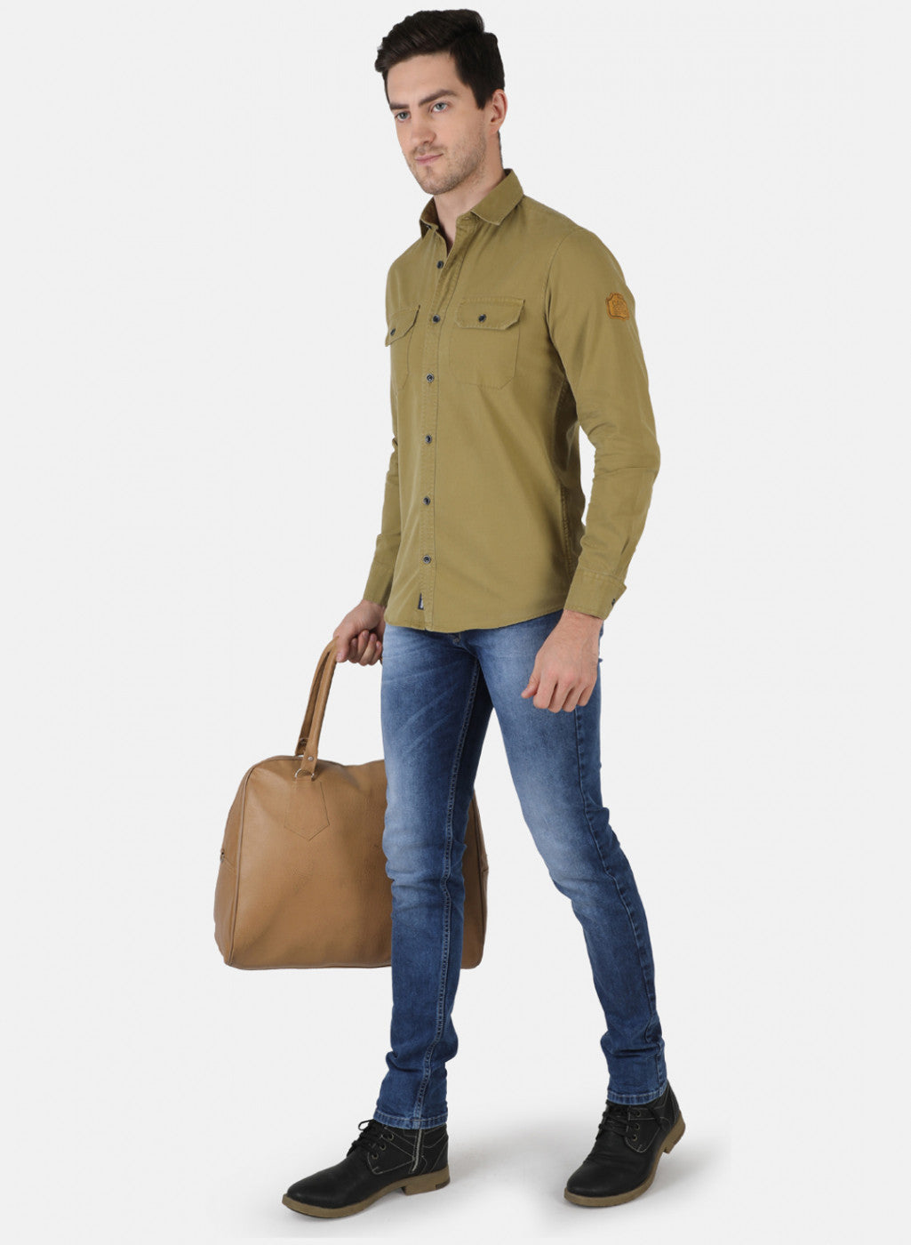 Men Mustard Solid Shirt