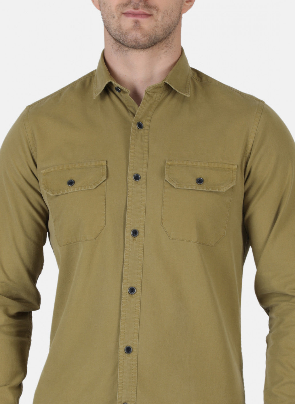 Men Mustard Solid Shirt