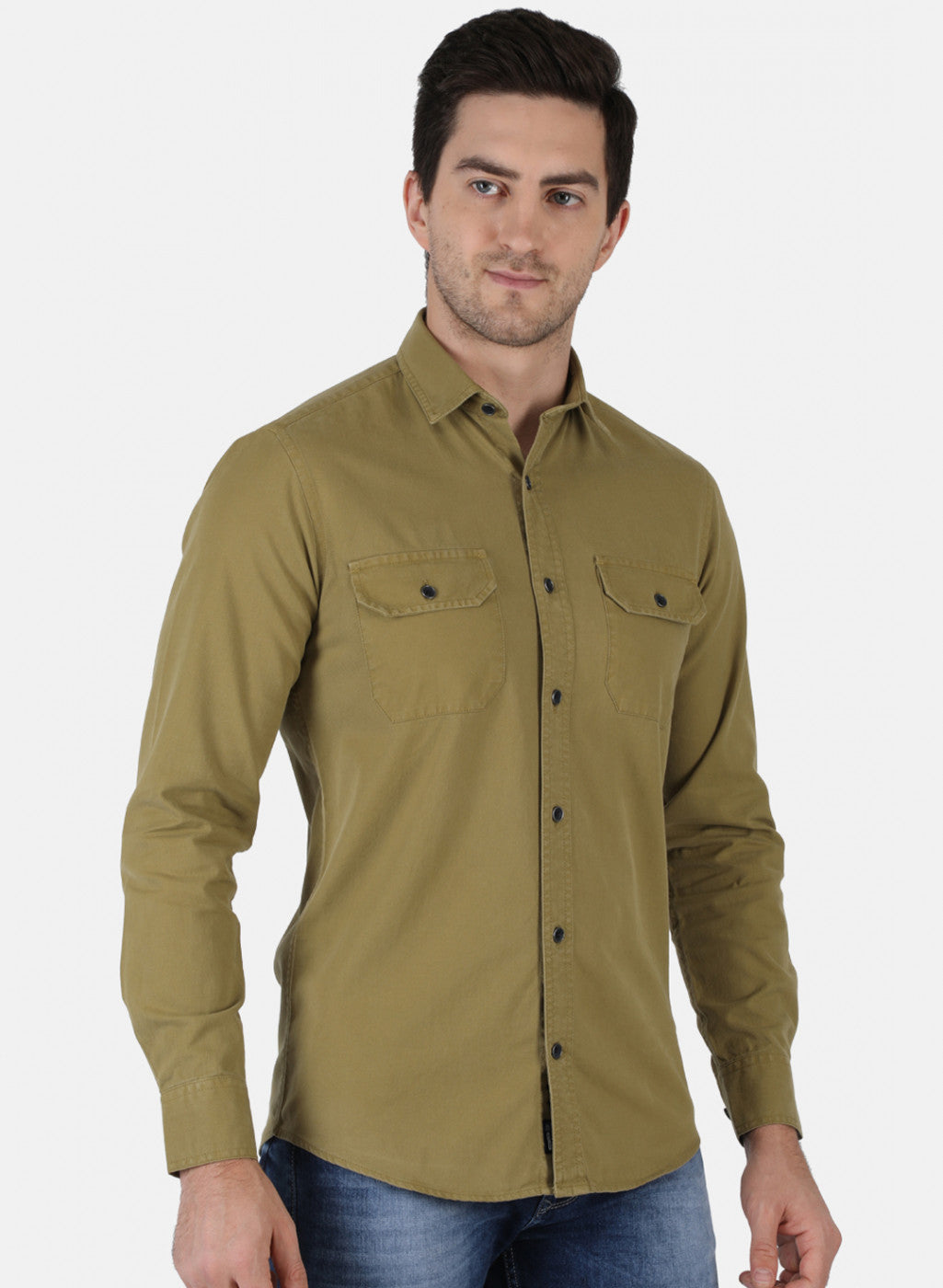 Men Mustard Solid Shirt