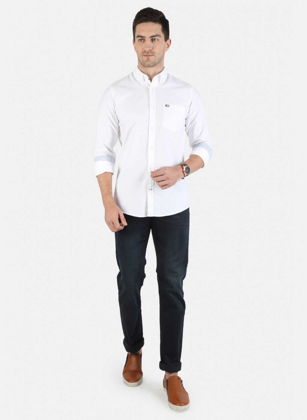 Men White Solid Shirt