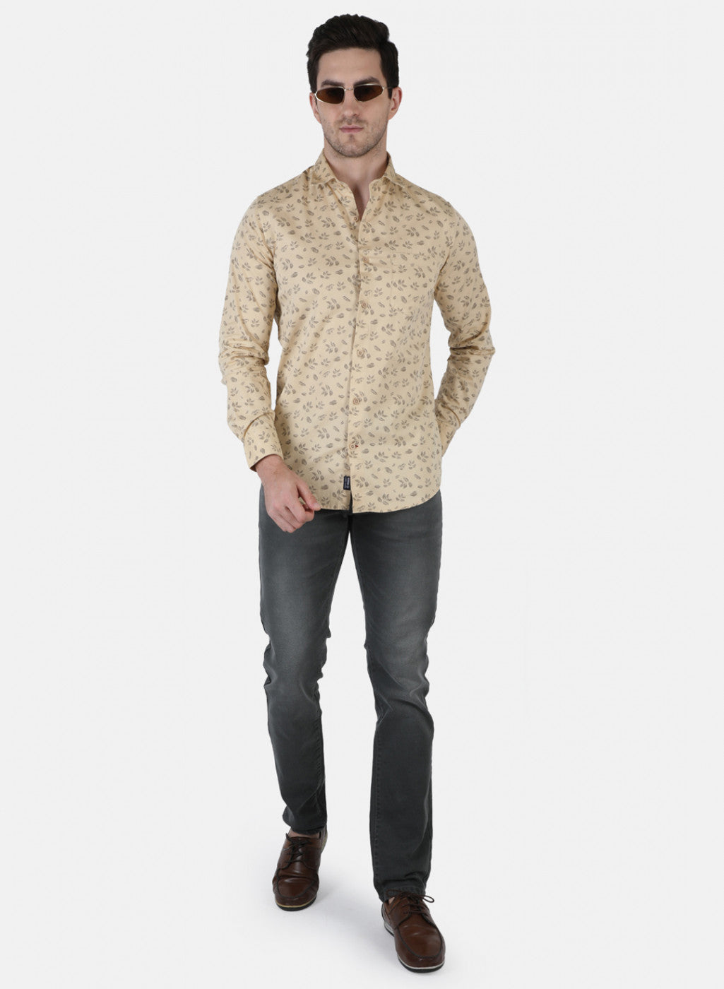 Men Beige Printed Shirt