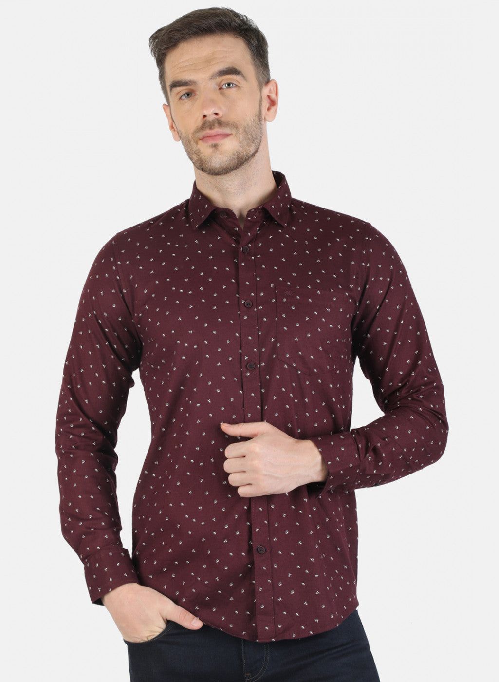 Men Maroon Printed Shirt