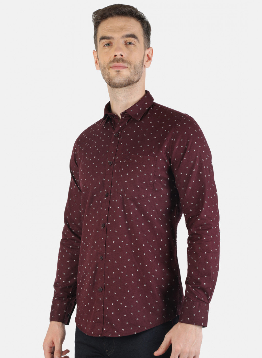 Men Maroon Printed Shirt