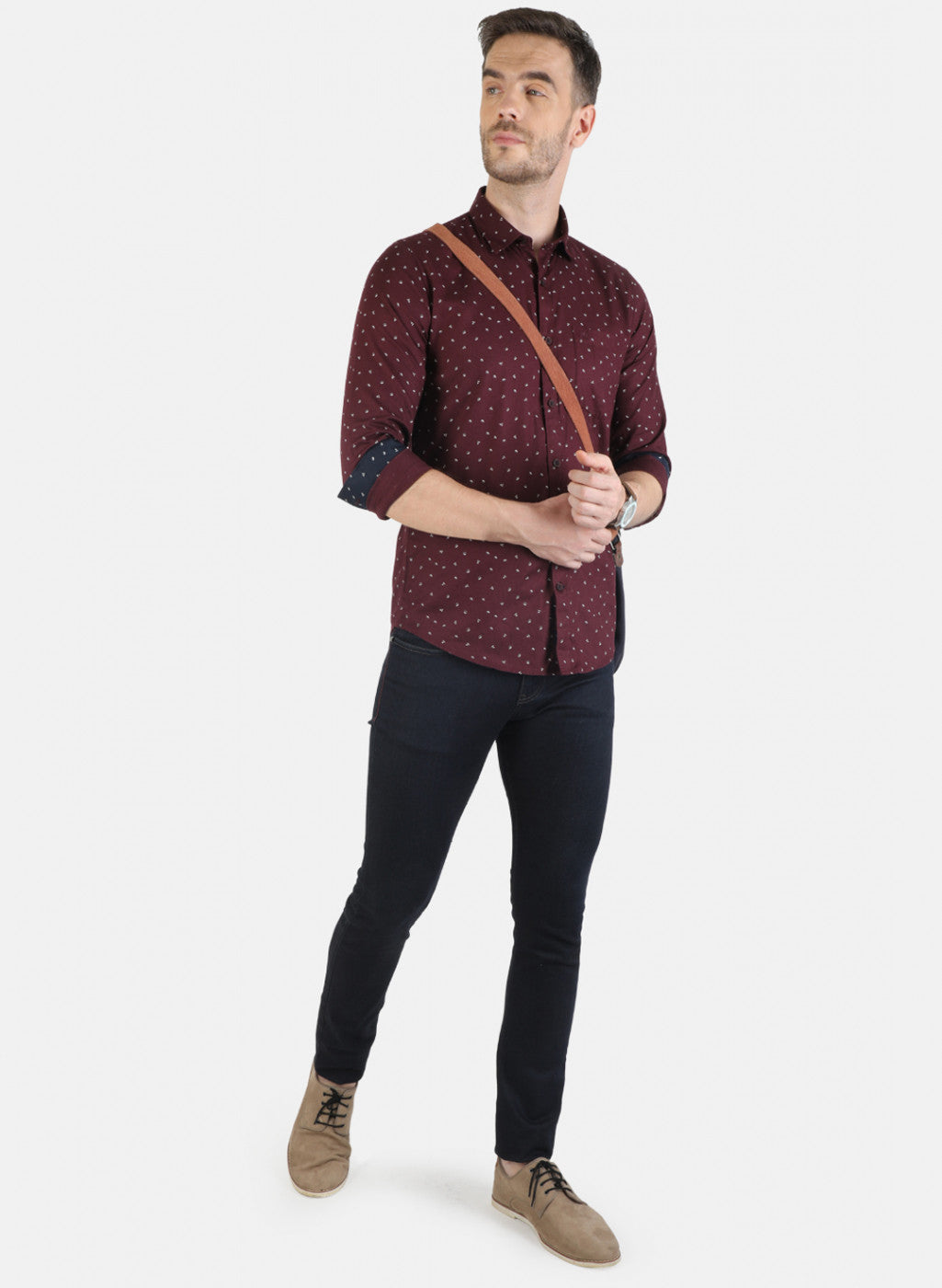 Men Maroon Printed Shirt