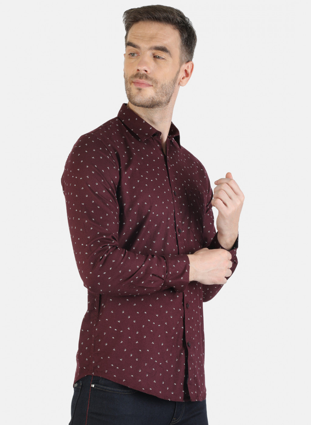 Men Maroon Printed Shirt